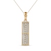 Thumbnail Image 2 of Men's Black Spinel and White Lab-Created Sapphire Frame Three-Dimensional Vertical Bar Pendant in 10K Gold – 22"