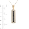 Thumbnail Image 3 of Men's Black Spinel and White Lab-Created Sapphire Frame Three-Dimensional Vertical Bar Pendant in 10K Gold – 22"