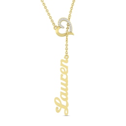Diamond Heart-Shaped Lariat Name Necklace (1 Line)