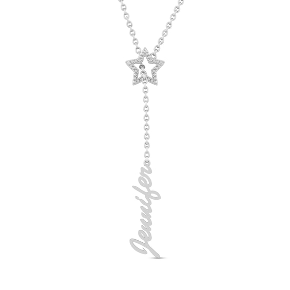Diamond Star-Shaped Lariat Name Necklace (1 Line)