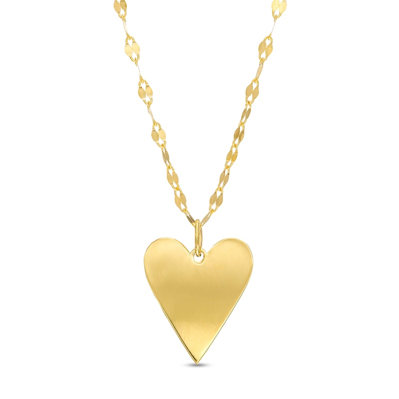 Main Image 1 of Elongated Heart Disc Pendant in 10K Gold