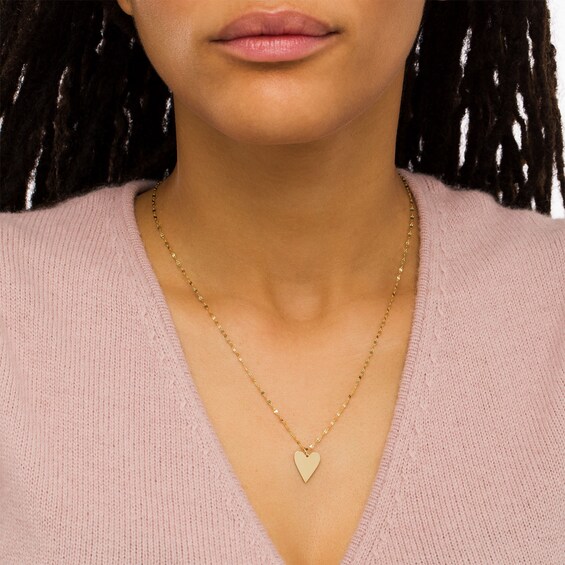 Elongated Heart Disc Pendant in 10K Gold