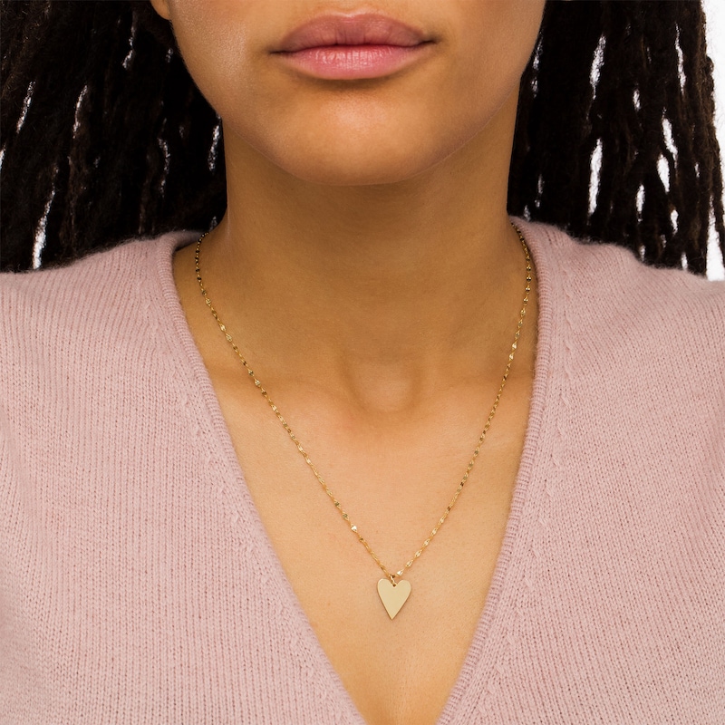 Main Image 2 of Elongated Heart Disc Pendant in 10K Gold