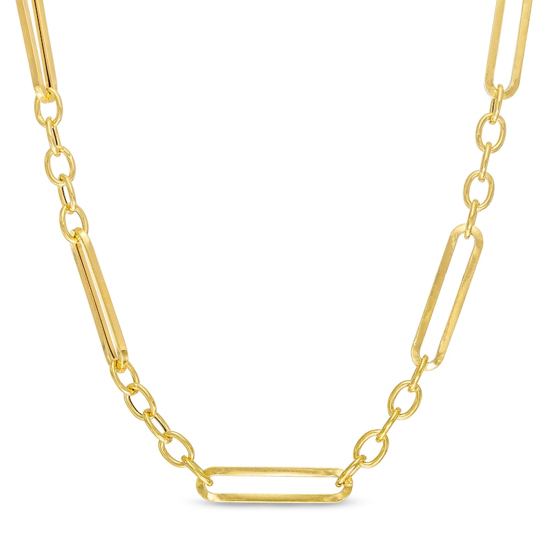 Paper Clip Link and Rolo Chain Necklace in Hollow 10K Gold - 18"