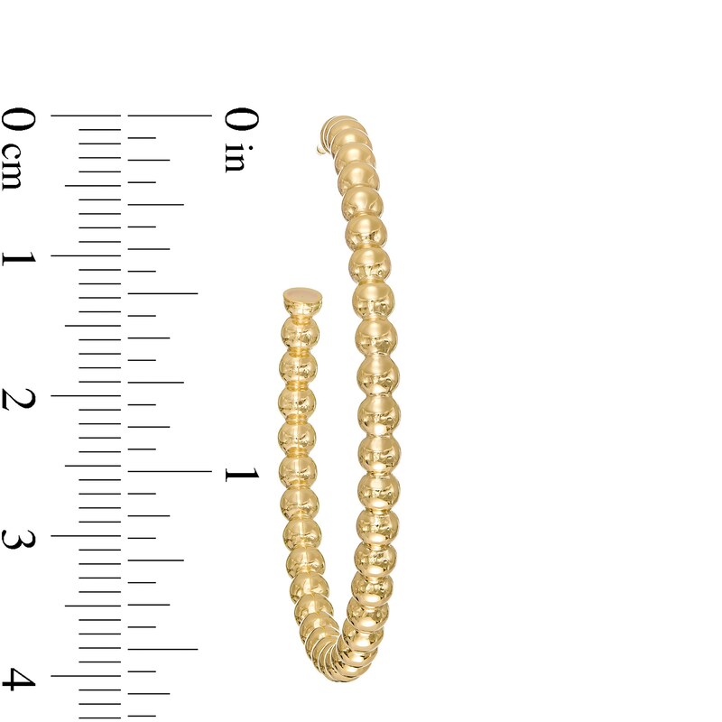 Main Image 3 of 30.0mm Beaded J-Hoop Earrings in 10K Gold