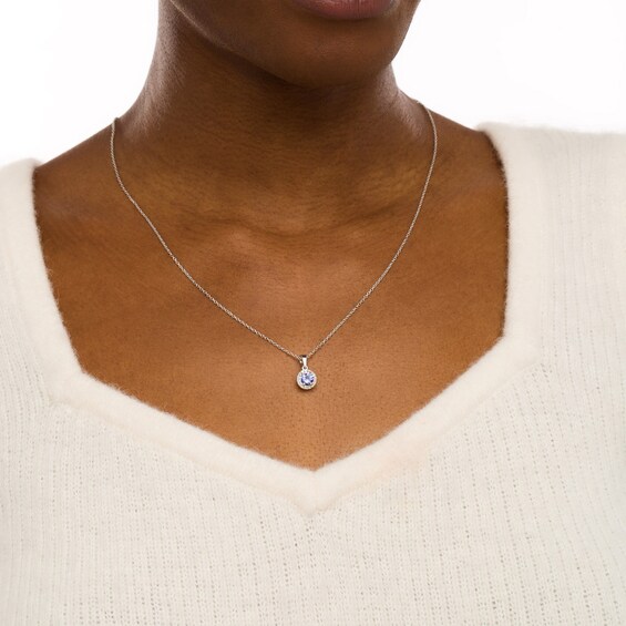 5.0mm Tanzanite and White Topaz Frame Pendant in Sterling Silver