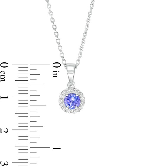 5.0mm Tanzanite and White Topaz Frame Pendant in Sterling Silver