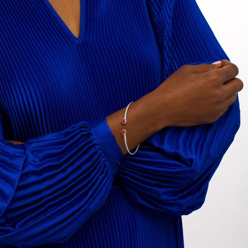Main Image 2 of 5.0mm Ruby Duo Rope Bangle in Sterling Silver and 10K Gold