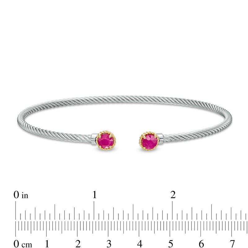 Main Image 3 of 5.0mm Ruby Duo Rope Bangle in Sterling Silver and 10K Gold