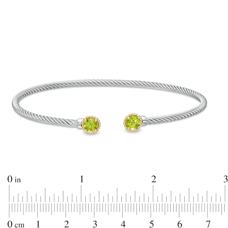 Main Image 3 of 5.0mm Peridot Duo Rope Bangle in Sterling Silver and 10K Gold