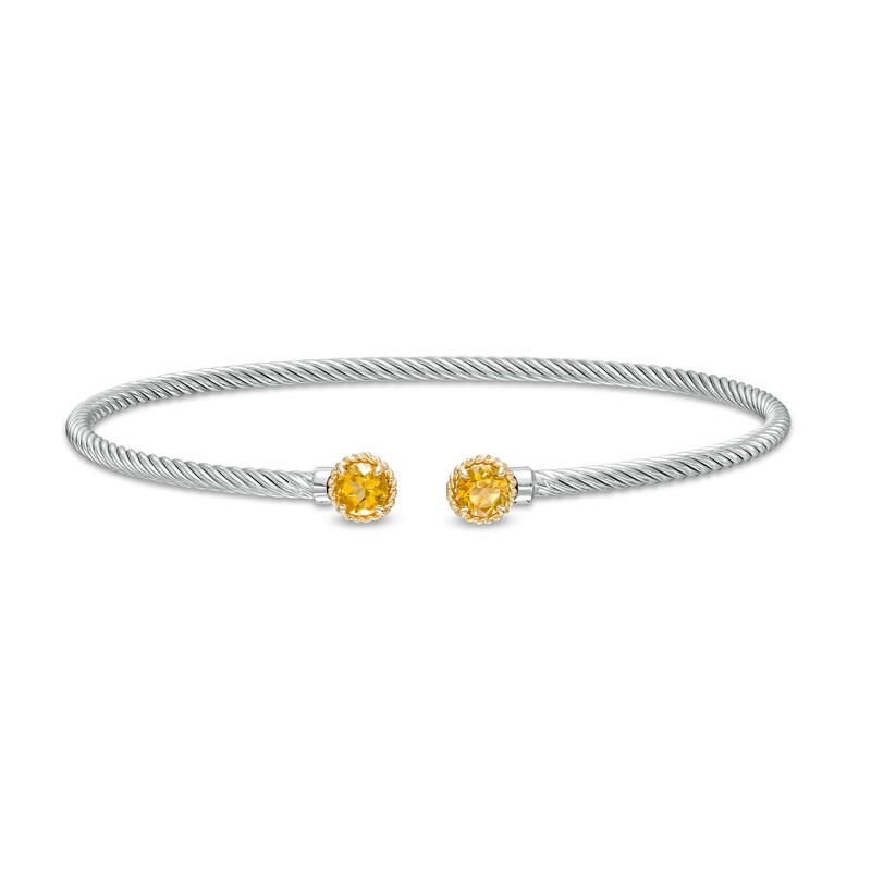 Main Image 1 of 5.0mm Citrine Duo Rope Bangle in Sterling Silver and 10K Gold