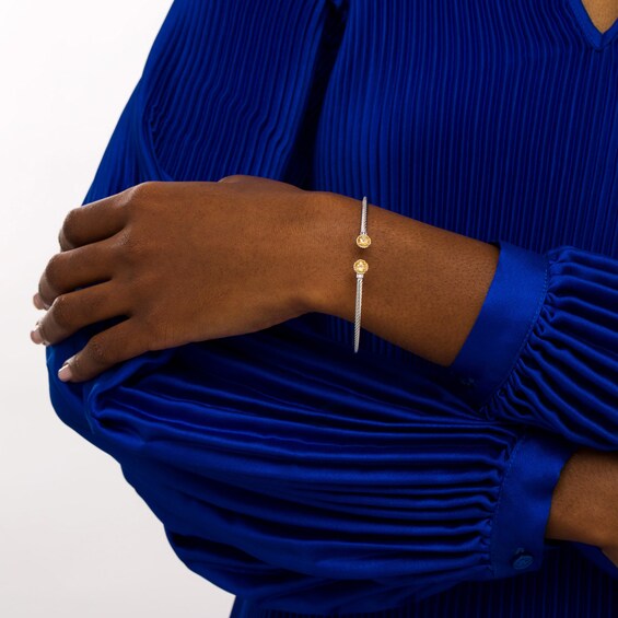 5.0mm Citrine Duo Rope Bangle in Sterling Silver and 10K Gold