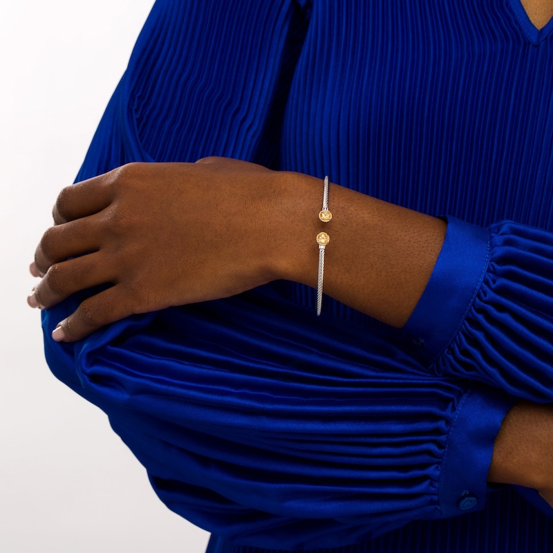 Main Image 2 of 5.0mm Citrine Duo Rope Bangle in Sterling Silver and 10K Gold