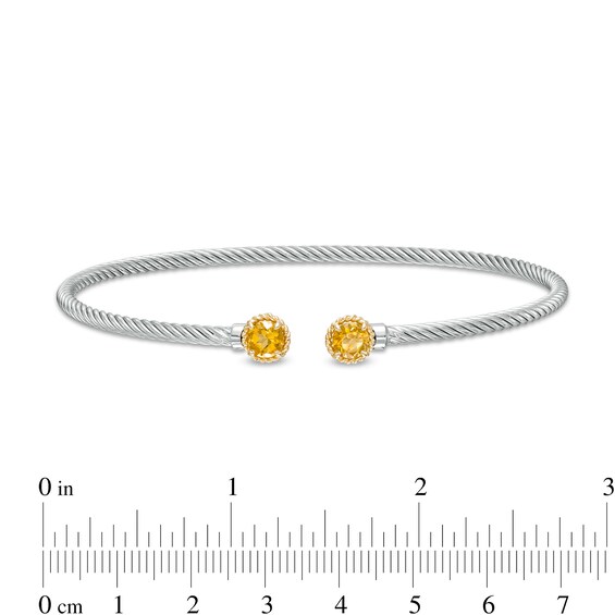 5.0mm Citrine Duo Rope Bangle in Sterling Silver and 10K Gold