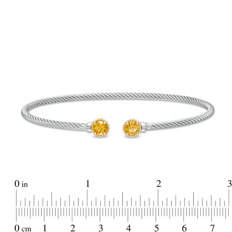 Main Image 3 of 5.0mm Citrine Duo Rope Bangle in Sterling Silver and 10K Gold