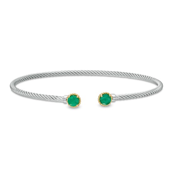 5.0mm Emerald Duo Rope Bangle in Sterling Silver and 10K Gold