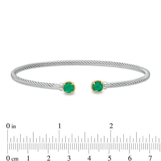 5.0mm Emerald Duo Rope Bangle in Sterling Silver and 10K Gold
