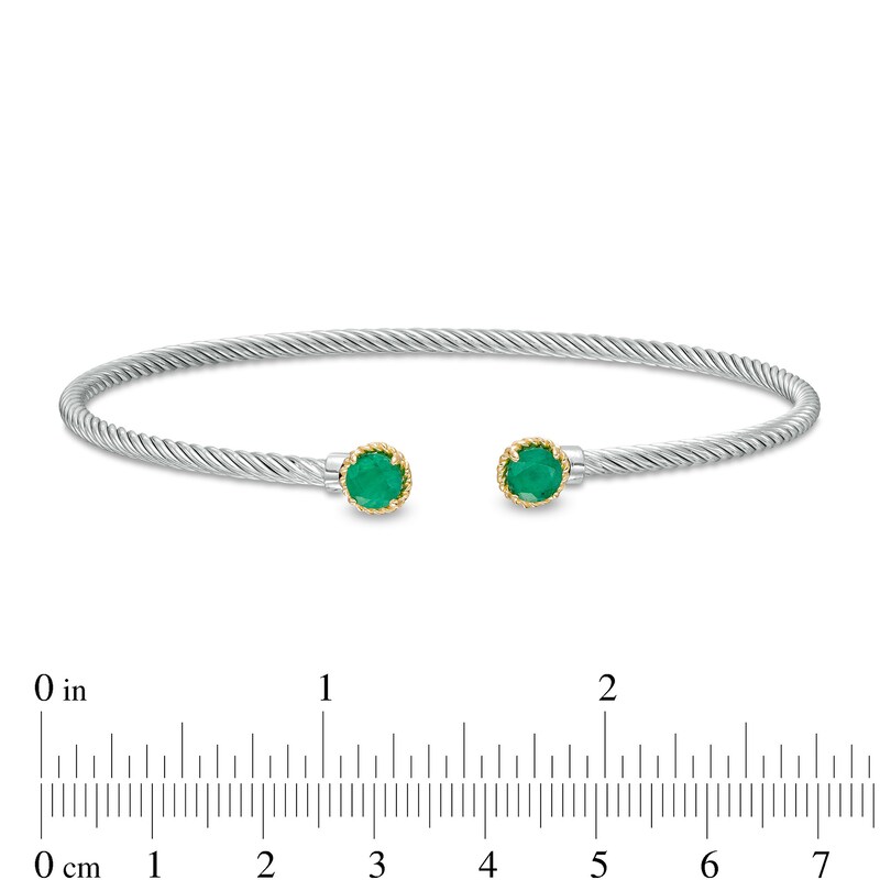 Main Image 3 of 5.0mm Emerald Duo Rope Bangle in Sterling Silver and 10K Gold