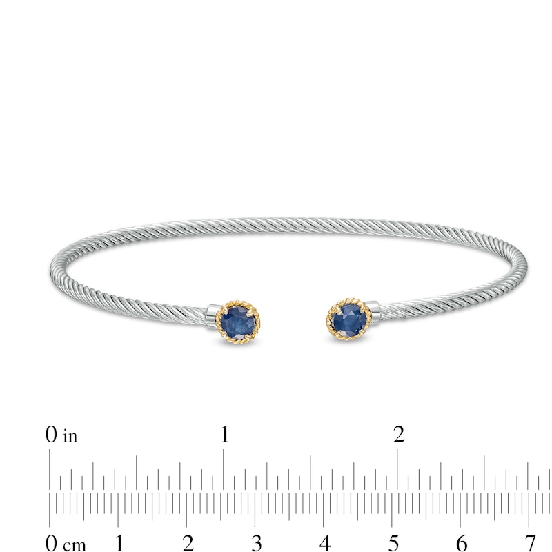 Main Image 3 of 5.0mm Blue Sapphire Duo Rope Bangle in Sterling Silver and 10K Gold