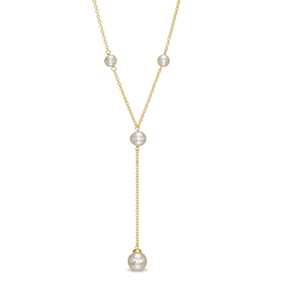 Freshwater Cultured Pearl Station Y-Necklace in 10K Gold