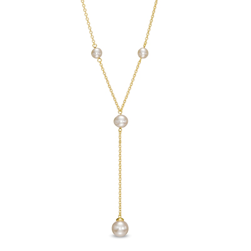 Main Image 1 of Freshwater Cultured Pearl Station Y-Necklace in 10K Gold