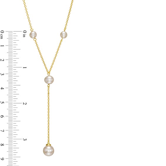 Freshwater Cultured Pearl Station Y-Necklace in 10K Gold