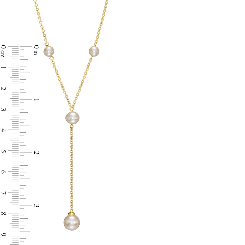 Main Image 3 of Freshwater Cultured Pearl Station Y-Necklace in 10K Gold