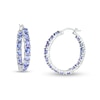 Thumbnail Image 1 of Oval Tanzanite Inside-Out Hoop Earrings in Sterling Silver