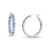 Thumbnail Image 0 of Oval Tanzanite Inside-Out Hoop Earrings in Sterling Silver