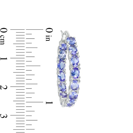 Oval Tanzanite Inside-Out Hoop Earrings in Sterling Silver