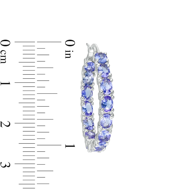 Main Image 3 of Oval Tanzanite Inside-Out Hoop Earrings in Sterling Silver