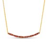 Thumbnail Image 1 of Alternating Baguette and Round Garnet Curved Bar Necklace in Sterling Silver with 14K Gold Plate