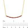 Thumbnail Image 3 of Alternating Baguette and Round Garnet Curved Bar Necklace in Sterling Silver with 14K Gold Plate