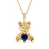 Thumbnail Image 1 of 5.0mm Heart-Shaped Blue and White Lab-Created Sapphire Teddy Bear Pendant in Sterling Silver with 14K Gold Plate