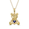 Thumbnail Image 3 of 5.0mm Heart-Shaped Blue and White Lab-Created Sapphire Teddy Bear Pendant in Sterling Silver with 14K Gold Plate