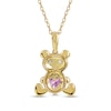 Thumbnail Image 3 of 5.0mm Heart-Shaped Pink and White Lab-Created Sapphire Teddy Bear Pendant in Sterling Silver with 14K Gold Plate
