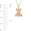 Thumbnail Image 4 of 5.0mm Heart-Shaped Pink and White Lab-Created Sapphire Teddy Bear Pendant in Sterling Silver with 14K Gold Plate