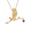 Thumbnail Image 2 of 3.0mm Heart-Shaped Blue Lab-Created Sapphire Flying Stork Pendant in Sterling Silver with 14K Gold Plate