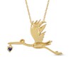 Thumbnail Image 3 of 3.0mm Heart-Shaped Blue Lab-Created Sapphire Flying Stork Pendant in Sterling Silver with 14K Gold Plate