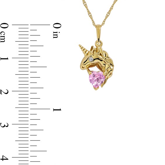 5.0mm Heart-Shaped Pink and White Lab-Created Sapphire Unicorn Pendant in Sterling Silver with 14K Gold Plate