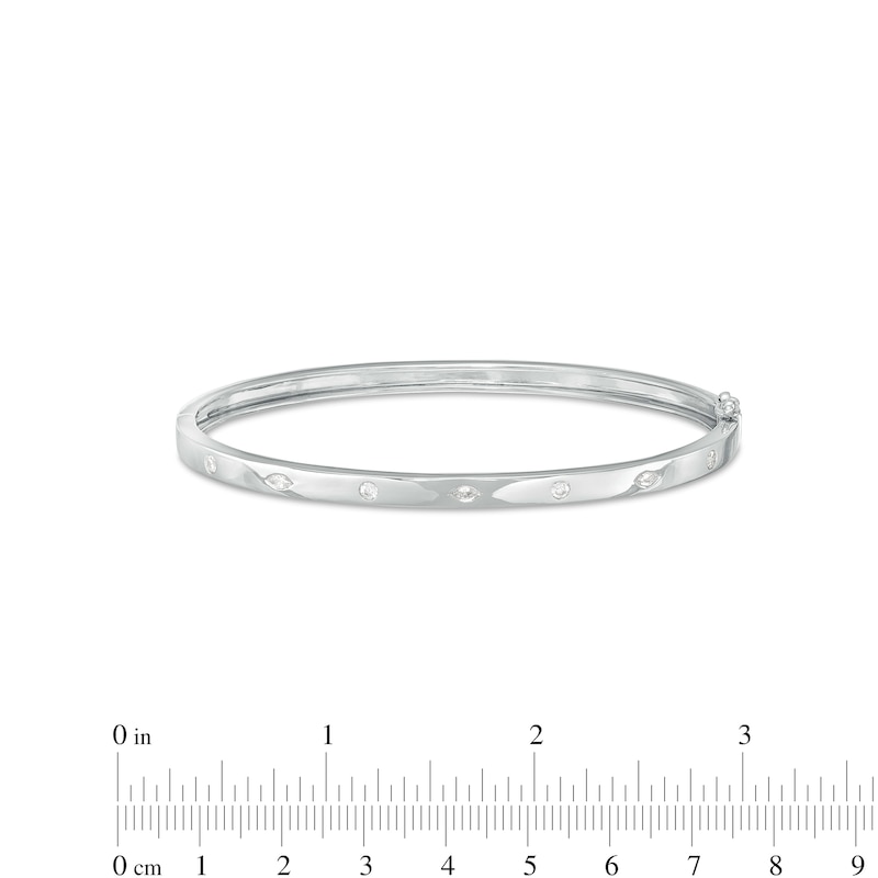 Main Image 3 of 1/3 CT. T.W. Marquise and Round Diamond Alternating Bangle in 10K White Gold – 7.5"