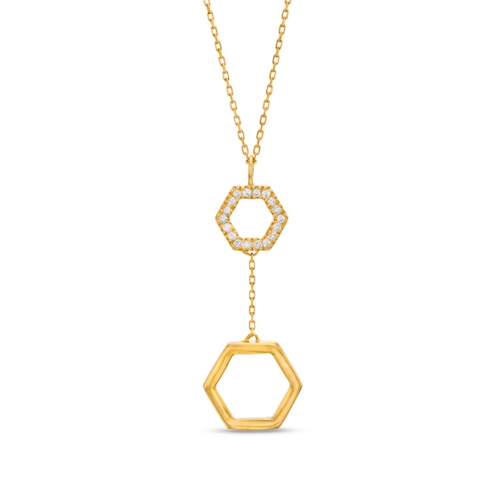 1/10 CT. T.w. Diamond Double Hexagon Pendant in 10K Gold