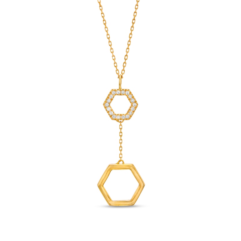 Main Image 1 of 1/10 CT. T.W. Diamond Double Hexagon Pendant in 10K Gold