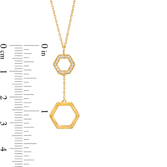 1/10 CT. T.w. Diamond Double Hexagon Pendant in 10K Gold