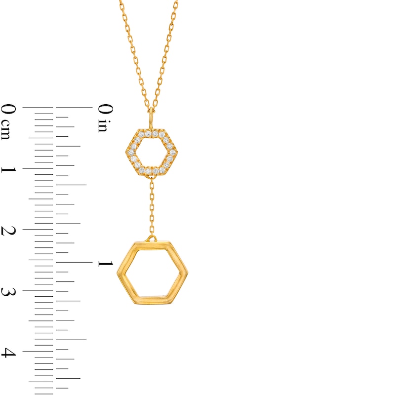 Main Image 4 of 1/10 CT. T.W. Diamond Double Hexagon Pendant in 10K Gold