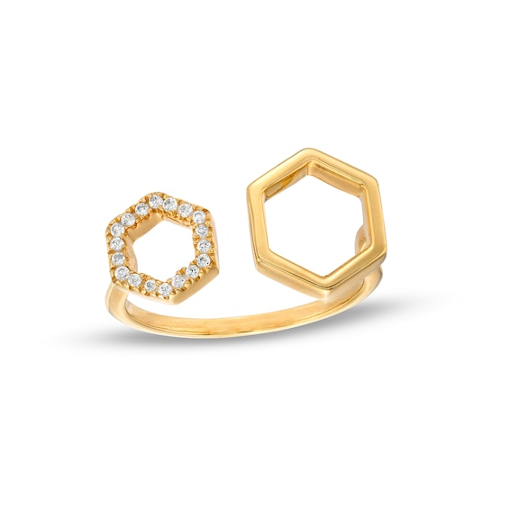 1/10 CT. T.w. Diamond Double Hexagon Open Shank Ring in 10K Gold