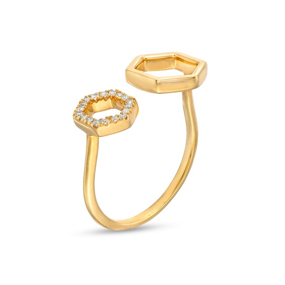 1/10 CT. T.w. Diamond Double Hexagon Open Shank Ring in 10K Gold