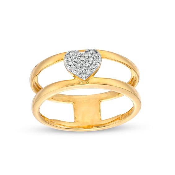 1/10 CT. T.w. Heart-Shape Multi-Diamond Open Shank Ring in 10K Gold