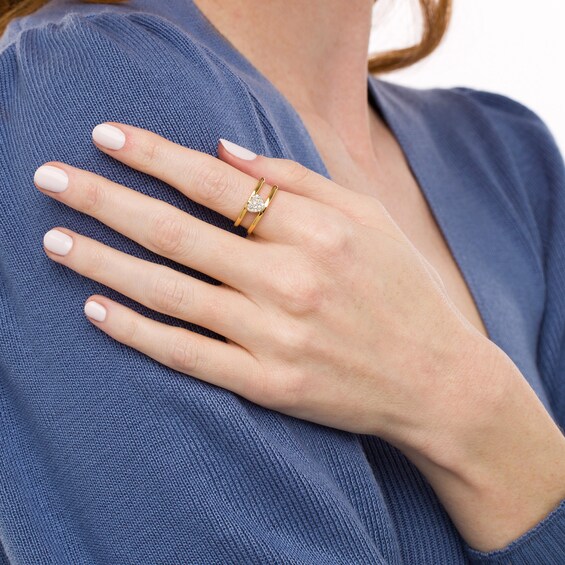 1/10 CT. T.w. Heart-Shape Multi-Diamond Open Shank Ring in 10K Gold