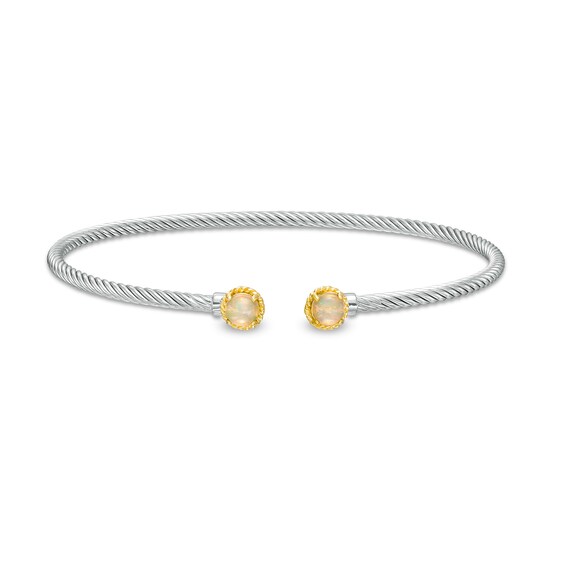 5.0mm Opal Duo Rope Bangle in Sterling Silver and 10K Gold